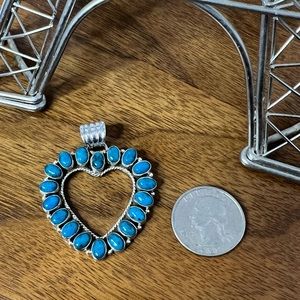 DAN DODSON  TURQUOISE AND STERLING SILVER HEART PENDANT